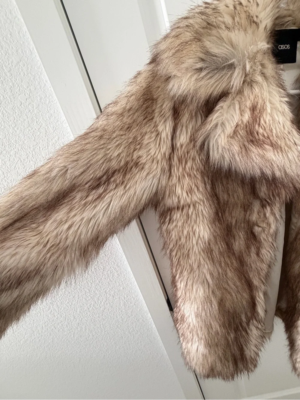 ASOS Faux Fur Jacket in Beige-Taupe Blend